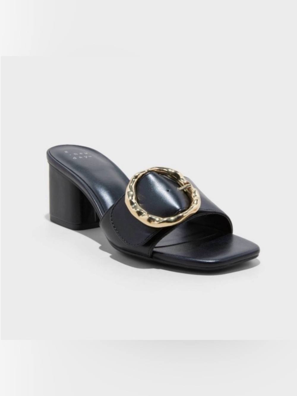 NWT A New Day Women's Diana Buckle Mule Heels Sz 7.5, y2k Square Toe Block Heel